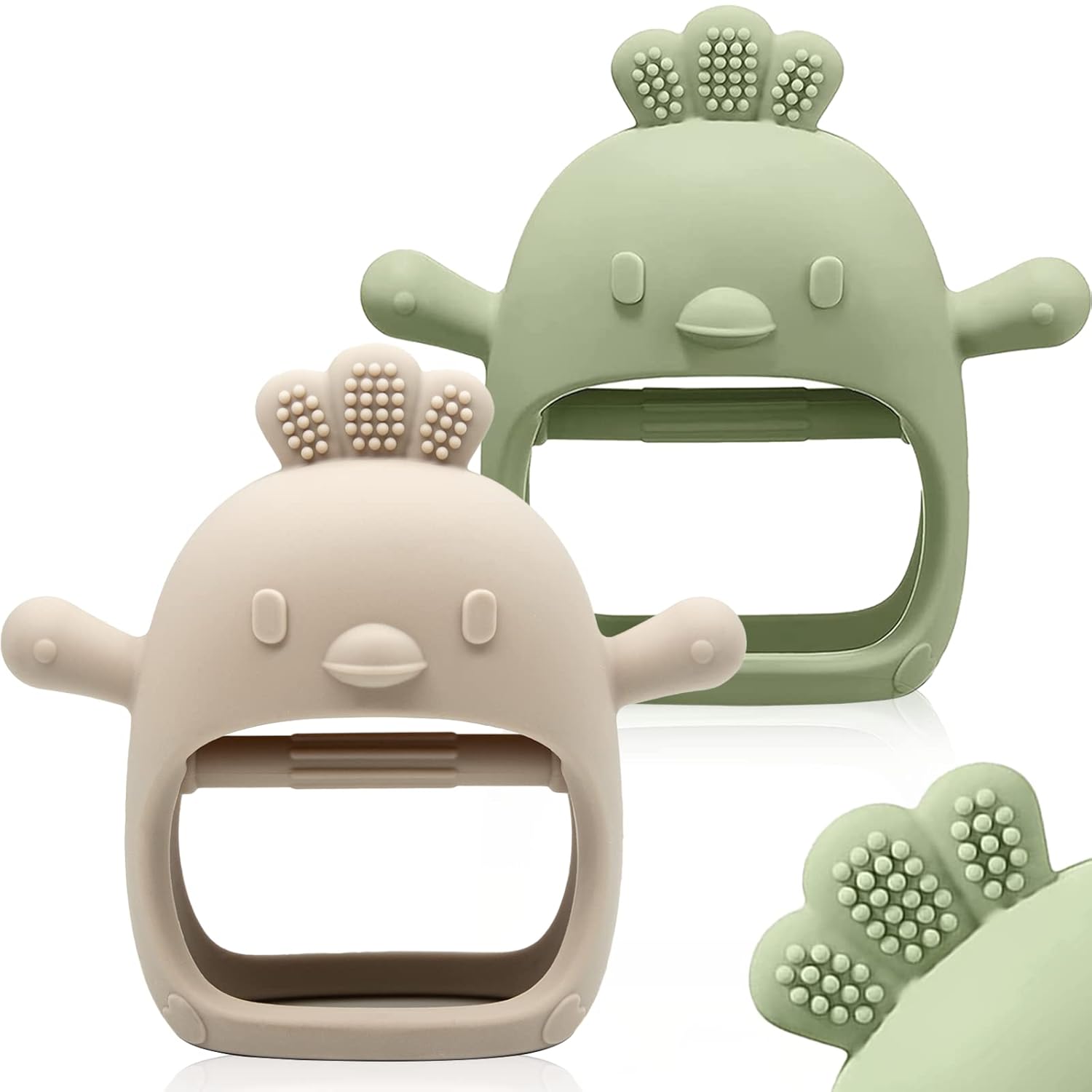 2 Paquetes Juguete de Dentición para Bebés Manopla de Dentición de Silicona para Bebés de Más de 3 Meses Anti Caída Mordedores de Muñeca y Mano Juguetes